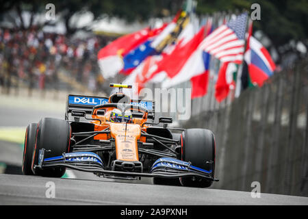 Sao Paulo, Brasilien. 16 Nov, 2019. 04 NORRIS Lando (GBR), McLaren Renault F1 MCL 34, Aktion während der 2019-Formel-1-Weltmeisterschaft, Brasilien Grand Prix vom 15. bis 17. November in Sao Paulo, Brasilien - | Verwendung der weltweiten Kredit: dpa/Alamy leben Nachrichten Stockfoto