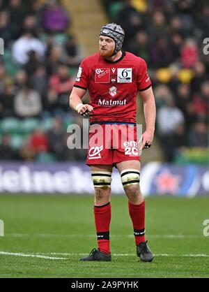 Northampton, Großbritannien. 17. Nov, 2019. Killian Geraci (Lyon). Northampton Saints v Lyon. Heineken Champions Cup. Franklins Gärten. Northampton. Northamptonshire. UK. Kredit Garry Bowden / Sport in Bildern. Credit: Sport in Bildern/Alamy leben Nachrichten Stockfoto