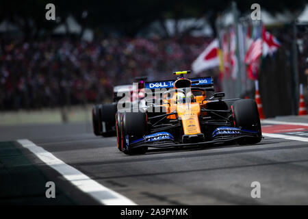 Sao Paulo, Brasilien. 16 Nov, 2019. 04 NORRIS Lando (GBR), McLaren Renault F1 MCL 34, Aktion während der 2019-Formel-1-Weltmeisterschaft, Brasilien Grand Prix vom 15. bis 17. November in Sao Paulo, Brasilien - | Verwendung der weltweiten Kredit: dpa/Alamy leben Nachrichten Stockfoto