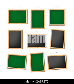 Eine Reihe von leeren grüne und schwarze Bretter Stockfoto