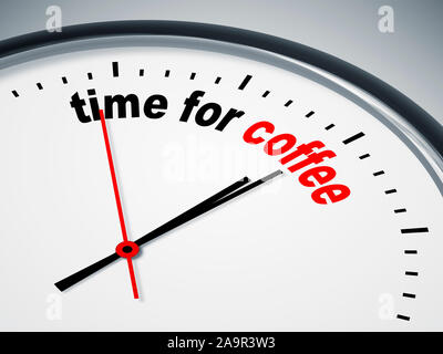Ein Bild einer schönen Uhr mit Zeit für Kaffee Stockfoto
