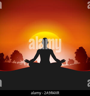 Ein Bild von einer schönen Frau Yoga im Sonnenlicht. Stockfoto