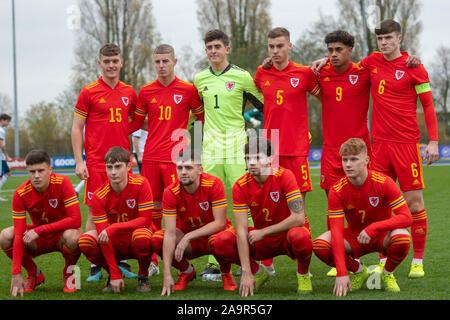 Cardiff, Wales, 16. November 2019. Fußball: Wales U19 vs Russland 2020 UEFA U-19 WM-Qualifikationsspiel Stockfoto