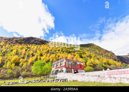 Herbst Landschaft in der Nähe von shika Snow Mountain im Shangri-La Stockfoto