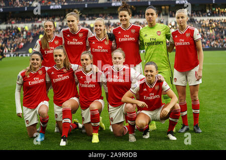 London, Großbritannien. 17. Nov, 2019. London, Großbritannien. 17. Nov, 2019. Starten XI von Arsenal während der Barclay FA Women's Super League Fußballspiel zwischen Tottenham gegen Arsenal an Tottenham Hotspur Stadion am 17. November 2019 in London, England (Foto von Daniela Porcelli/SPP) Credit: SPP Sport Presse Foto. /Alamy leben Nachrichten Stockfoto