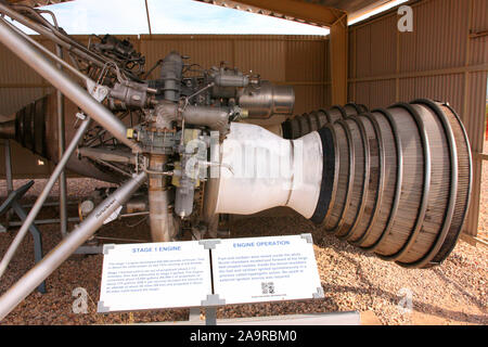 Stufe eins Rocket Engine, die in weniger als einer Minute nach der Richtlinie vom Weißen Haus, gesehen bei der Titan II Rakete Museum ne entzündet werden würde Stockfoto