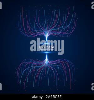 Abstrakte große Daten visuellen Konzept. Maschinelles Lernen und Data Analysis. Die digitale Technologie Visualisierung. Punkt- und Anschlussleitungen Datenfluss und Prozess Stock Vektor