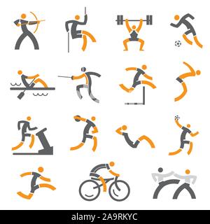 Sport Fitness Symbole. Set aus bunten sport Icons. Auf weissem Hintergrund. Vector zur Verfügung. Stock Vektor