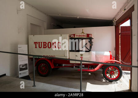 Eine klassische Lastwagen an der Brauerei Carlsberg, Kopenhagen, Dänemark Stockfoto