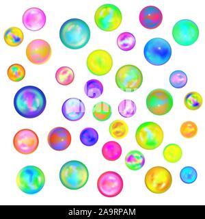 Großen Satz von glänzend bunten Kugeln isoliert auf weißem Stock Vektor