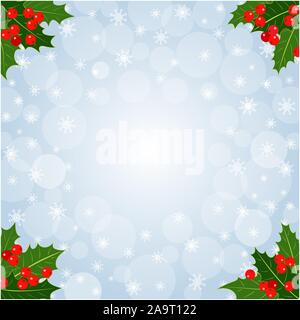 Dekorative Weihnachtsgrußkarte Hintergrund mit Stechpalme Blätter Beeren mit Kopierraum für Ihre Text Vektor Design Vorlage. Stock Vektor