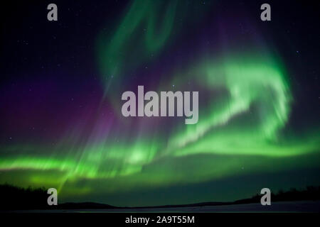Finnisch- Lappland, Aurora Borealis, Nordlicht, Polarlicht, Stockfoto