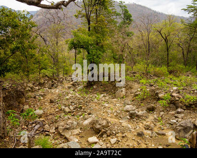 Die Schlucht beginnt in der Nähe der Feder am Thak und endend am Sarda Fluss, von dem Weg von Chuka zu Thak, Kumaon Hügel, Uttarakhand, Indien betrachtet Stockfoto