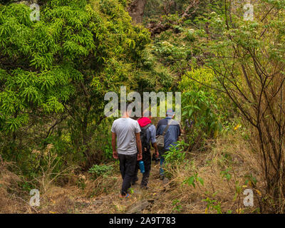 Zu Fuß durch die verlassenen Thak Dorf, berühmt durch Jim Corbett im Buch menschenfresser von Kumaon, Kumaon Hügel, Uttarakhand, Indien Stockfoto