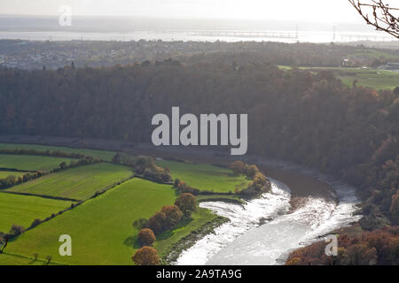 Blick vom Aussichtspunkt Eagle's Nest, Wye Valley, in Richtung der "Severn-estuary suchen Stockfoto