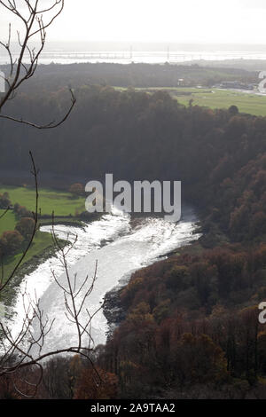 Blick vom Aussichtspunkt Eagle's Nest, Wye Valley, in Richtung der "Severn-estuary suchen Stockfoto