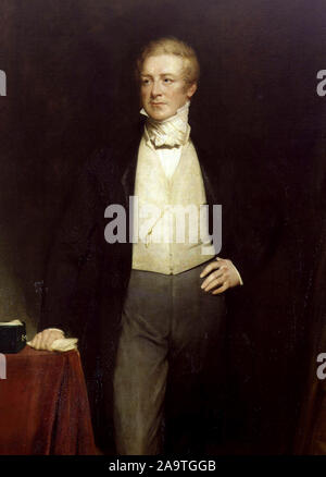 Sir Robert Peel von Henry William Pickersgill, (1788 - 1850) britischer Konservativer Staatsmann, der zweimal als Premierminister des Vereinigten Königreichs (1834-35 und 1841-46) und zweimal als Innenminister (1822-27 und 1828-30) serviert. Er ist der Vater der modernen Britischen Polizeiarbeit, Gründer des Metropolitan Police Service. Stockfoto