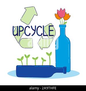Upcycle Konzept. Glas upcycle. Vector Illustration Stock Vektor