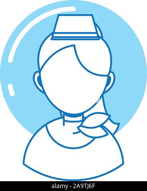 Frau stewardess Professional, person Linie füllen Vektor-illustration blau design Stock Vektor