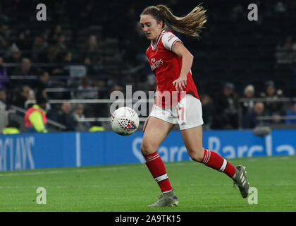London, Großbritannien. 17. Nov, 2019. LONDON, VEREINIGTES KÖNIGREICH 17. NOVEMBER. Lisa Evans von Arsenal mit der Kugel während Barclays FA Women's Super League zwischen Arsenal und Tottenham Hotspur Tottenham Hotspur Stadion, London, Großbritannien, am 17. November 2019 Credit: Aktion Foto Sport/Alamy leben Nachrichten Stockfoto