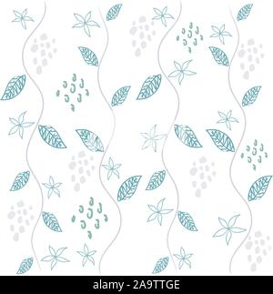 Blumen Abstrakten nahtlose Muster. Moderne digitale Design. Empfindliche Pflanzen mit Pinsel gemacht. Modern im skandinavischen Stil. Moderne Farben und D Stock Vektor