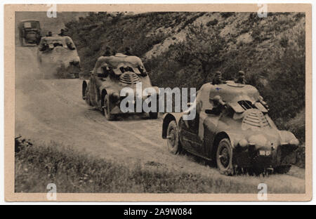 Tschechoslowakische gepanzerte Fahrzeuge Škoda PA-II Splendid (Schildkröte) in der Tschechoslowakischen Ansichtskarte vor 1929 ausgestellten dargestellt. Mit freundlicher Genehmigung des Azoor Postkarte Sammlung. Stockfoto