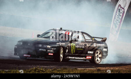 Oschersleben, Deutschland, 31. August 2019: Rick Van Goethem fahren der Nissan Skyline R33 während der Drift Kings International Stockfoto