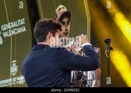 Spanien. Nov, 2019 18. Marc Márquez Sieger während des FIM-Preisverleihung nach dem Gran Premio Motul de la Comunitat Valenciana im Palacio de Congresos am 17. November 2019 in Valencia, Spanien. Credit: CORDON PRESSE/Alamy leben Nachrichten Stockfoto