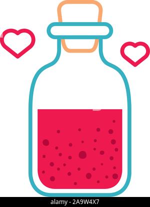 Potion bottle Liebe fantasy line Fill style Vector Illustration Stock Vektor