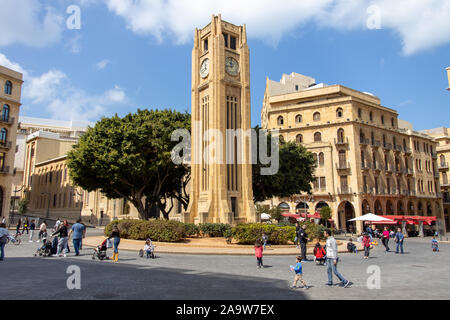 Nejme Platz oder Place de l'Etoile Rolex Uhr in der Innenstadt von Beirut, Libanon Stockfoto