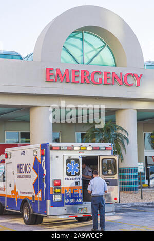 Miami Beach, Florida, Mt. Mount Sinai Medical Center, Krankenhaus, Gesundheitswesen, Notaufnahme, Eingang, Vorderseite, Krankenwagen, FL100207018 Stockfoto