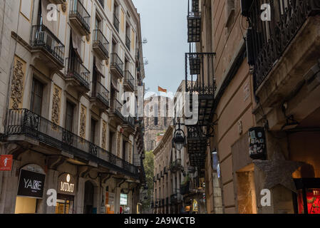 Malerische Barcelona Gotisches Viertel Vista an einem bewölkten Tag Stockfoto