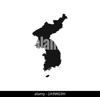 Nord-, Süd Korea Karte auf weißem Hintergrund. Vector Illustration. Stock Vektor