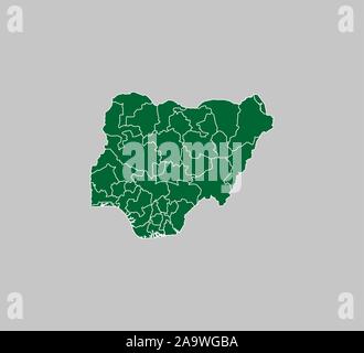 Nigeria Karte, Grenze Karte. Vector Illustration. Stock Vektor