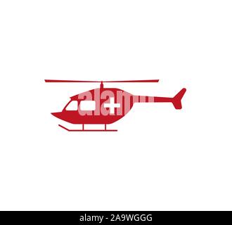 Medizinischen Hubschrauber Symbol. Vector Illustration, flache Bauform. Stock Vektor