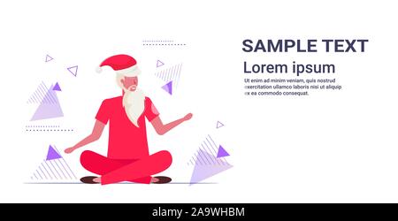 Santa claus Lotussitz sitzen zu tun Stretching bärtiger Mann Üben Yoga Training Training Konzept weihnachten urlaub Feier neue volle Länge horizontale kopieren Raumzeiger Abbildung Stock Vektor