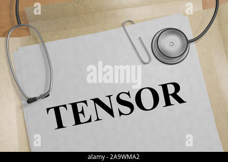 3D-Darstellung der TENSOR Titel auf ein medizinisches Dokument Stockfoto