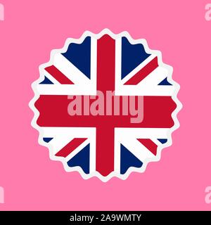 Vereinigtes Königreich Wohnung mit rund gewellt Abzeichen für ihre Briefmarke Design. Vector Illustration. Stock Vektor