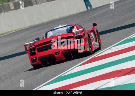 Mugello, Italien - Oktober 27, 2019: Programm Ferrari FXX während Ferrari Challenge World Finals - Mugello 2019, Ferrari Challenge Cup in Mugello. Stockfoto