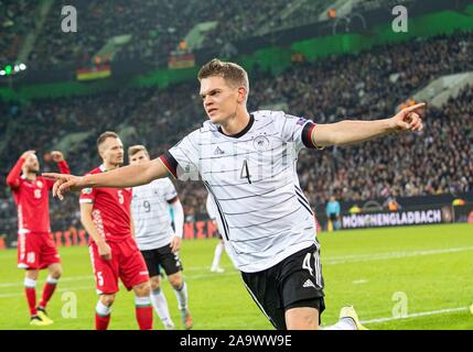 Jubel Matthias GINTER (GER) sein Ziel zählte auf 1:0, Fußball Laenderspiel, EM-Qualifikation, Gruppe C 9.Spieltag, Deutschland (GER) - Belarus (BLR), 16.11.2019, Borussia Mönchengladbach/Deutschland. € | Nutzung weltweit Stockfoto