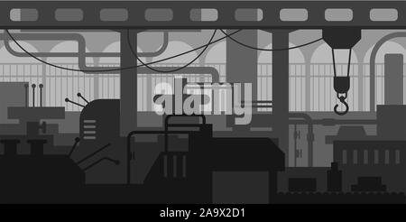 Anlage oder Fabrik Interieur-, Förder- und Product Line, industrielle Landschaft Stock Vektor