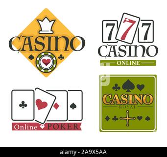 Casino club isoliert Symbole, Spielen und poker online Stock Vektor