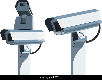Überwachungskamera. Perimetersicherheit. Vector Illustration EPS 10. Stock Vektor
