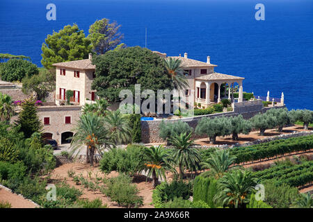 Finka an der Küste bei bei Banyalbufar, Mallorca, Balearen, Spanien | Finca an der Küste von Banyalbufar, Mallorca, Balearen, Spanien Stockfoto