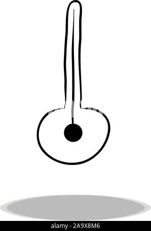 Thermometer Symbol auf weißem Hintergrund, flache Bauform, Hand zeichnen. Abbildung: Temperatur, Kontur von Symbol Stock Vektor