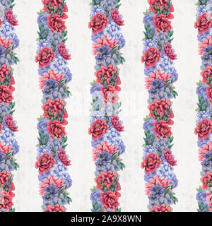 Aquarell Blumen nahtlose Muster. Hand gemalte Blumen, grußkartenvorlage oder Verpackung Papier Stockfoto