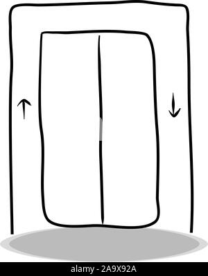 Aufzug Symbol auf weißem Hintergrund, flache Bauform, Hand zeichnen. Abbildung: Anheben, Kontur von Symbol Stock Vektor