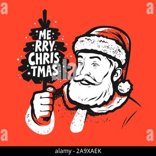 Frohe Weihnachten. Weihnachtsmann Pop Art Stil. Vektor Stock Vektor