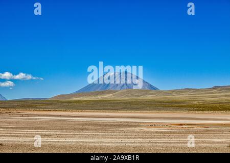 Vulkan El Misti in Peru und Pampa Canhauas Stockfoto