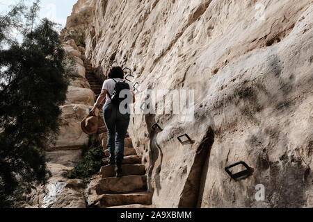 Ein avdat Nationalpark, Israel. 15. November 2019. Ein Blick auf den Fluss Tzin bei Ein avdat Nationalpark, eine natürliche Oase in der israelischen Wüste Negev. Credit: Nir Alon/Alamy Leben Nachrichten. Stockfoto